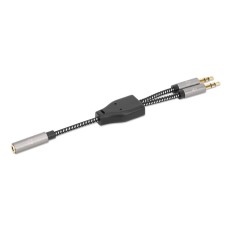 MANHATTAN - Cable de Audio, Manhattan, 356121, Adaptador 2 a 1 plug, 3.5 mm, Micrófono y Audio, 15 cm