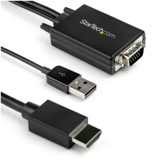 Adaptador de Video, StarTech, VGA2HDMM2M, VGA a HDMI, Audio USB, 2 m, 1920 x 1080, Activo, Negro