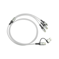 Cable USB, Easy Line, EL-994329, USB A, USB C, Micro USB, Lightning, 1.2 m, Plateado, 3 A