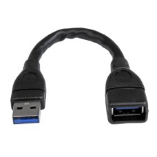 Cable USB 3.0, StarTech, USB3EXT6INBK, Extensión, 15 cm, Negro