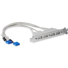 Adaptador, StarTech, USBPLATE4, Cabezal, Bracket, 4 Puertos USB 2.0