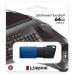 KINGSTON - Memoria USB 3.2, Kingston, DTXM/64GB, 64 GB, DataTraveler, Exodia, Azul