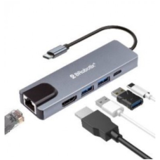BROBOTIX - Docking Station, Brobotix, 6000694, 5 en 1, USB C, 5 Puertos, HDMI, Ethernet, Gigabit, Negro, Plateado