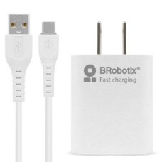 Cargador USB, Brobotix, 6001318, 18 W, Carga Rápida, Cable USB A a USB C, Blanco