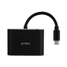 Adaptador de Video, Acteck, AC-934657, AV420, USB C a HDMI, USB a VGa, 4K, 10 cm, Negro
