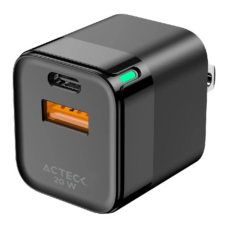 Cargador USB, Acteck, AC-935555, CP20W, 20 W, USB C, USB A, Negro