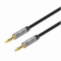 Cable de Audio, Manhattan, 355988, 3.5 mm, Auxiliar, Estéreo, 1 m, Negro, Plateado Cable de Audio, Manhattan, 355988, 3.5 mm, Auxiliar, Estéreo, 1 m, Negro, Plateado