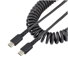 STARTECH.COM - Cable USB 2.0, StarTech, R2CCC-50C-USB-CABLE, USB C a USB C, Espiral, 50 cm, Cargá Rápida, Servicio Pesado, Negro