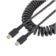 Cable USB 2.0, StarTech, R2CCC-50C-USB-CABLE, USB C a USB C, Espiral, 50 cm, Cargá Rápida, Servicio Pesado, Negro