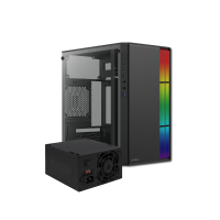 Gabinete, Acteck, AC-935753, Fusion II GI440, Micro Torre, Micro ATX, Fuente 500 W, RGB, Acrílico, Metal, Negro