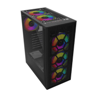 Gabinete, Balam Rush, BR-935982, Dragonfly Mesh GM740, Media Torre, ATX, Ventilador RGB, Cristal Templado, Metal, Negro