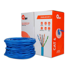 Cable de Red, Qian, QHR-CAT6-10, UTP, CAT 6, Bobina, 100 m, Interior, CCA, Azul