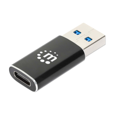 Adaptador USB, Manhattan, 153980, USB A a USB C, 10 Gbps, Aluminio, Negro