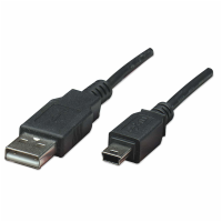 Cable USB 2.0, Manhattan, 302340, USB A a USB Mini B, 3 m, Negro