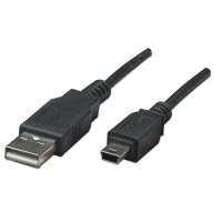 Cable USB 2.0, Manhattan, 322638, USB A a Mini USB B, 1 m, Negro