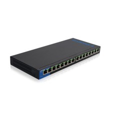 Switch, Linksys, LGS116P, 16 puertos 10/100/1000 Mbps, PoE+