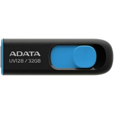 Memoria USB 3.0, Adata, AUV128-32G-RBE, 32 GB, Retráctil, Negro-Azul