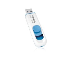 Memoria USB 2.0, Adata, AC008-64G-RWE, 64GB, Retráctil, Blanco-Azul