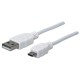 Cable USB 2.0, Manhattan, 323987, A-B, 1 m, Blanco