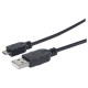 Cable USB 2.0, Manhattan, 307161, USB a Micro USB, 1 m, Negro