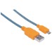 MANHATTAN - Cable USB 2.0, Manhattan, 352734, 1 m, Azul, Naranja
