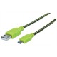 Cable USB 2.0, Manhattan, 352772, Micro USB, 1 m, Negro, Verde
